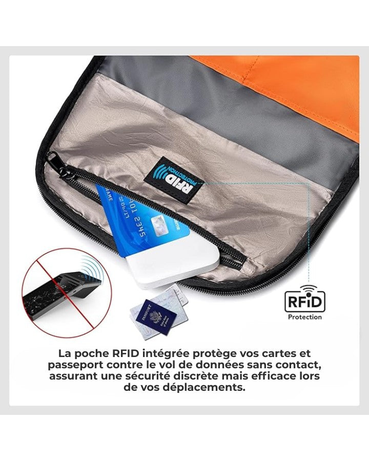 Sac à Dos de Voyage Extensible, avec protection RFID