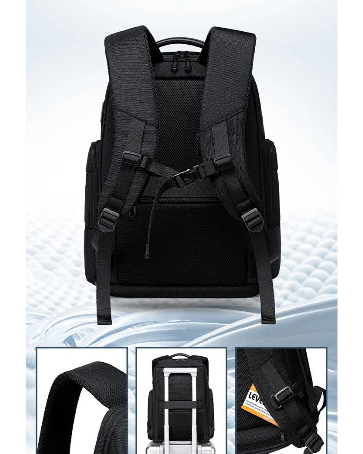 Sac à Dos de Voyage Extensible, avec sangle de poitrine, poche secrète zippée au dos et dos respirant