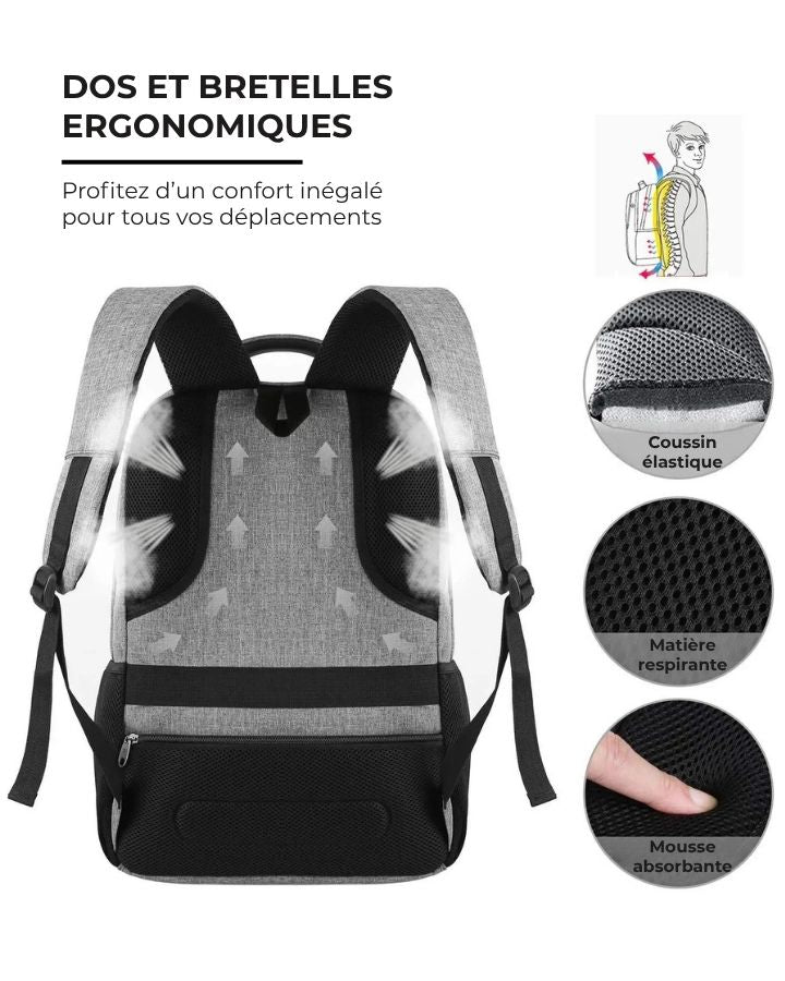 Sac à dos de voyage format cabine, dos et bretelles ergonomiques
