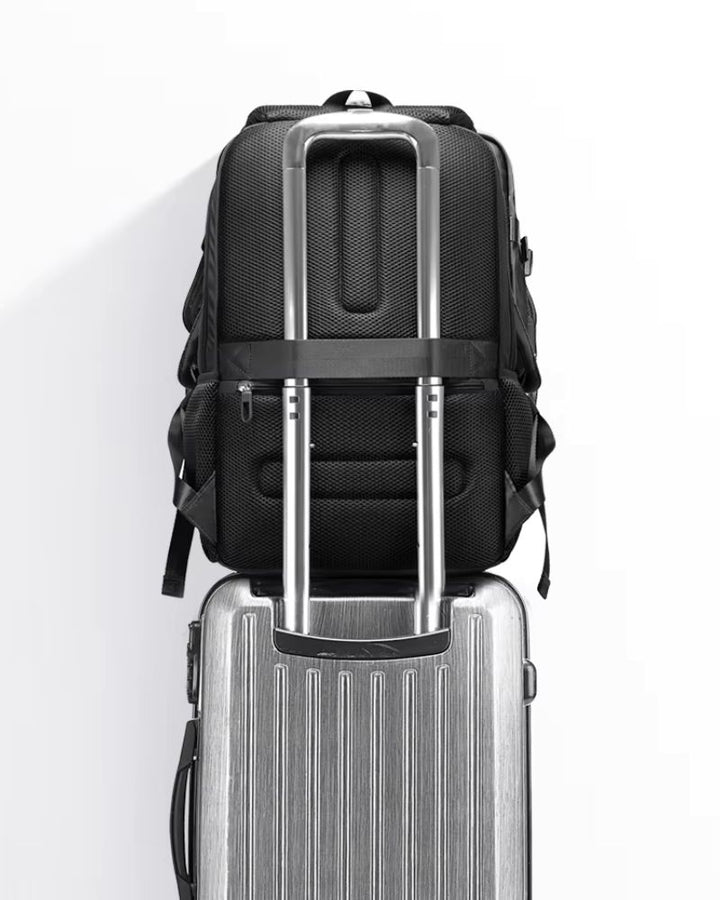 Sac à dos de voyage pour pc, sur bagage trolley avec bande de fixation sur valise